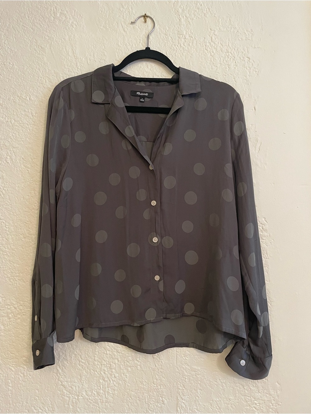 Madewell Jacquard Dot Shirt L Green